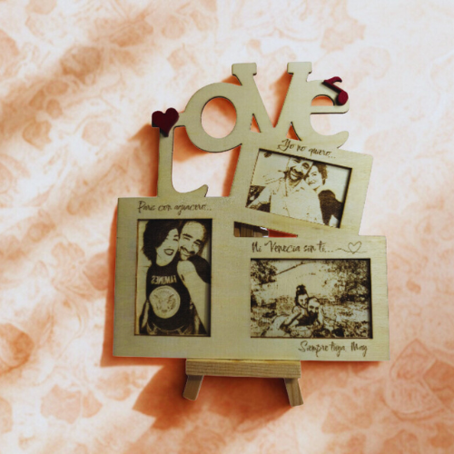 Marco Triple "LOVE" en Madera